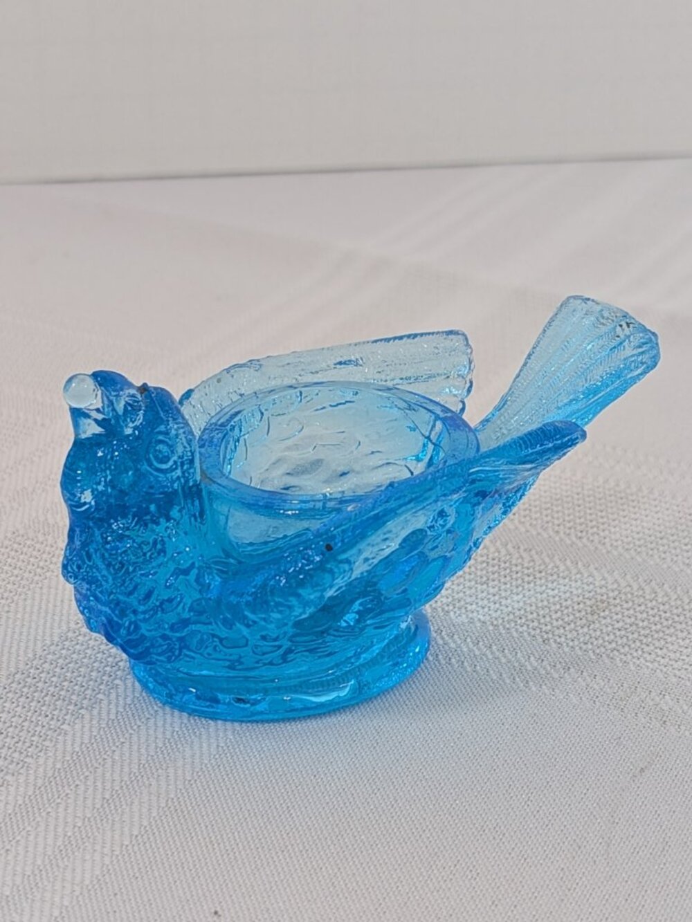 Pair of Vintage Blue Glass Bird & Berry Salt Cellars - Picture 6 of 10